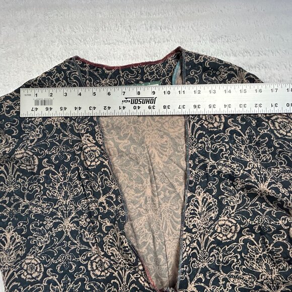 Nothing Matches Womens Mixed Fabric Wrap Tie-Front Top Size 1 Blue Floral Boho - Picture 5 of 8